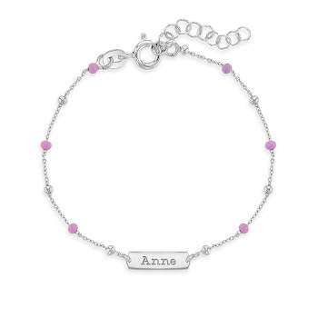 Girls' Dainty Enamel Bead ID Bracelet Sterling Silver - In Season Jewelry