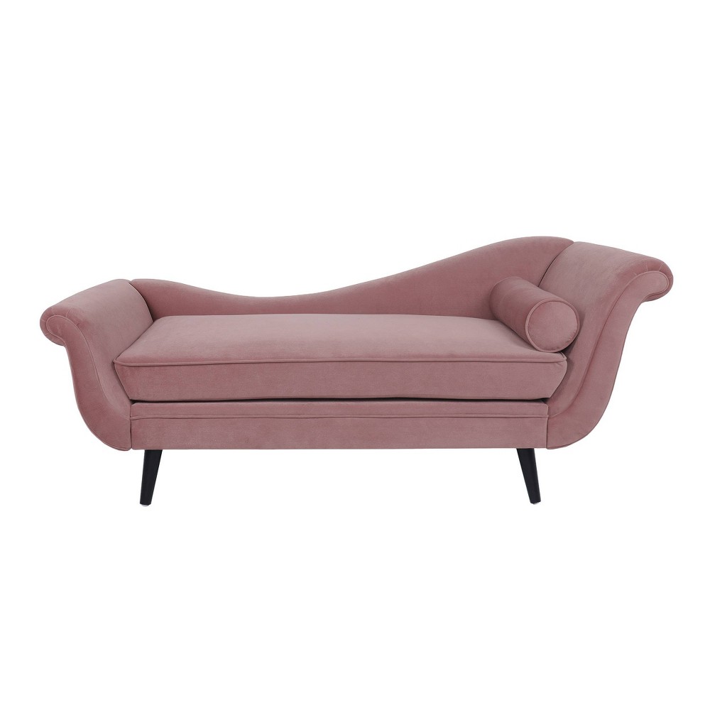 Calvert Contemporary Scroll Arms Velvet Chaise Lounge Light Blush/Dark Brown - Christopher Knight Home: Elegant Indoor Seating, Polyester Upholstery
