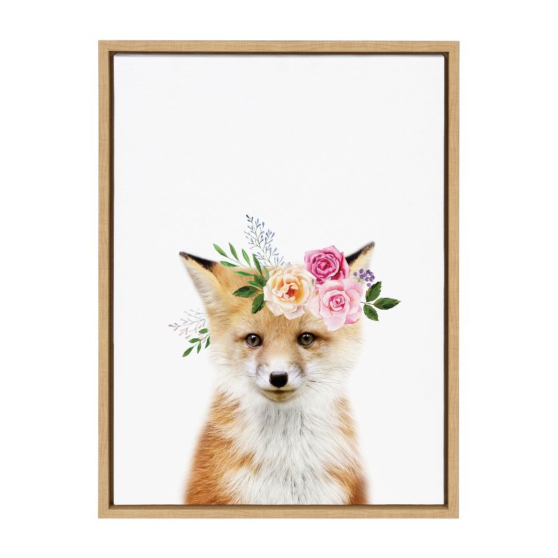 Kate & Laurel All Things Decor 18"x24" Sylvie Flower Crown Fox Framed Wall Art by Amy Peterson Art Studio, 2 of 7