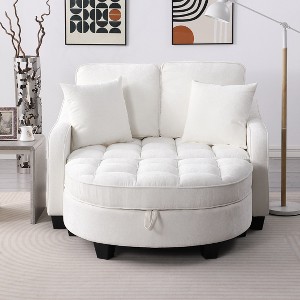 GDFStudio Flavia Modern 51'' Detachable 2-Seater Corduroy Upholstered Chaise Lounge Sofa with Storage Ottoman - 1 of 4
