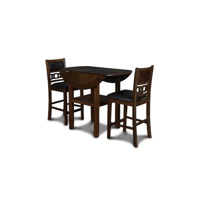 New Classic Furniture,Gia 3-Piece 42" Wood Counter Drop Leaf Table Set, Brown