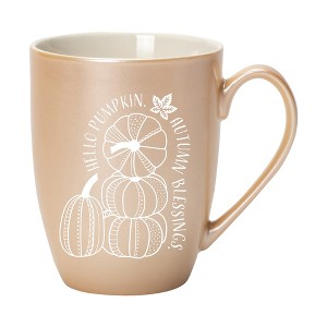 Elanze Designs Hello Pumpkin Autumn Blessings Pearlescent Sand 10 ounce New Bone China Coffee Cup Mug - 1 of 4