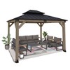 Aoodor  Wood Gazebo,Outdoor Upgrade Cedar Wooden Frame Gazebo with 2-Tier Galvanized Steel Roof - 2 of 4