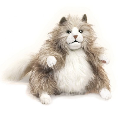 Folkmanis Fluffy Cat Hand Puppet With Movable Mouth
