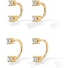 14K Gold Plated Double Half Huggie Earring Jacket Set, with Heart Ball CZ Screwback Studs, Sterling Silver Posts Statement Jewelry - 3 of 4
