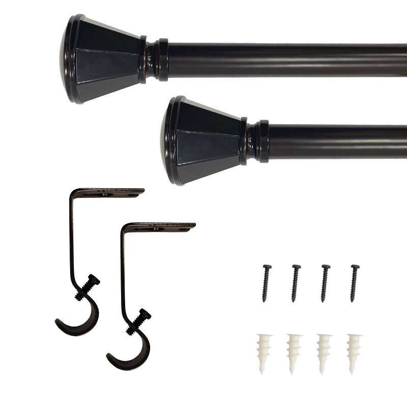 Decorative Drapery Single Rod Set with Trumpet Finials Oil Rubbed Bronze - Lumi Home Furnishings, 6 of 8
