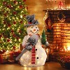 LuxenHome White Frosted Snowman Holding Shovel and Christmas Tree Holiday Decoration with Lights Multicolored - 2 of 4