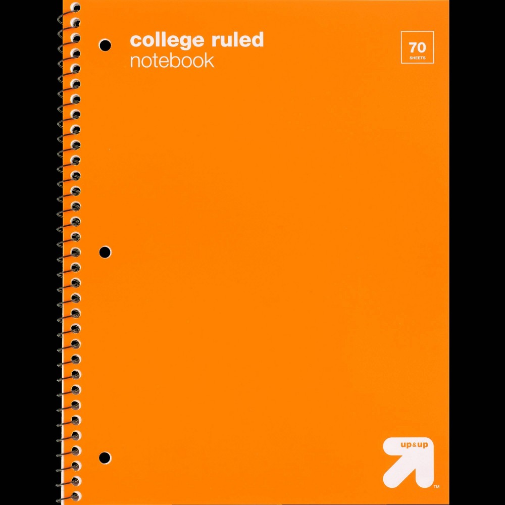 Photos - Notebook College Ruled Orange 1 Subject Flexible Plastic Cover Spiral  - up