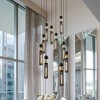 Vynxaria 24" Modern Industrial Multi-Light Pendant Chandelier 9 Light Black and Gold Adjustable Ceiling Light - 4 of 4