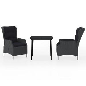 vidaXL Patio Dining Set Outdoor Dining Set Table and Chair Set for Garden - Dark Gray 3 Piece 31.5" Table Length - 1 of 4
