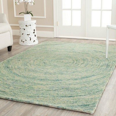 Ivory and Blue Hand-Tufted Wool 4' x 6' Rug