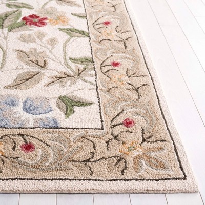 Ivory Floral Hand-Knotted Wool Runner Rug 2'6" x 8'