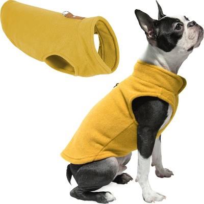 Gooby Fleece Vest, Small Dog Pullover Fleece Jacket with Leash Ring, Honey Mustard, Medium