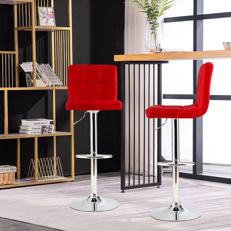 Costway Adjustable Swivel Bar Stool Counter Height Bar Chair PU Leather w/ Back Red\Brown, 2 of 11