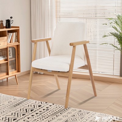 Living Room Accent Chairs Mid Century Modern Reading Arm Chair, Upholstered Bedroom Chair with Soild Wood Frame