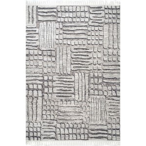 Nuloom Lea Textured Maze Tassel Indoor Area Rug, Gray, 4'x6' - 1 of 4