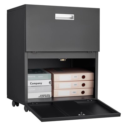 Munora Office furniture Copier Cabinet black 2 door steel copier stand mobile pedestal file Printer Stand
