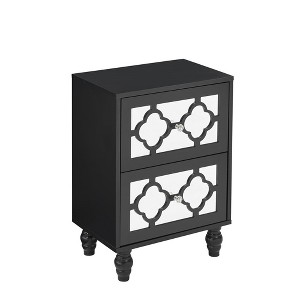 WhizMax 2 Drawer Nightstand Set of 2, Modern Mirrored Night Stand with Crystal Handle, Bedside Furniture for Bedroom Living Room, White - 1 of 4