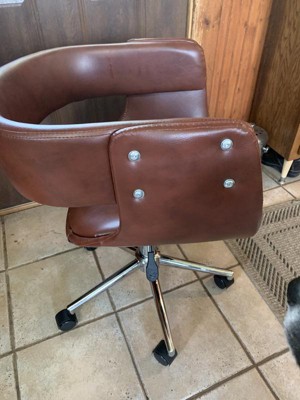 Faux Leather Swivel Home Office Chair with Adjustable Seat Height Brown -  Teamson Home