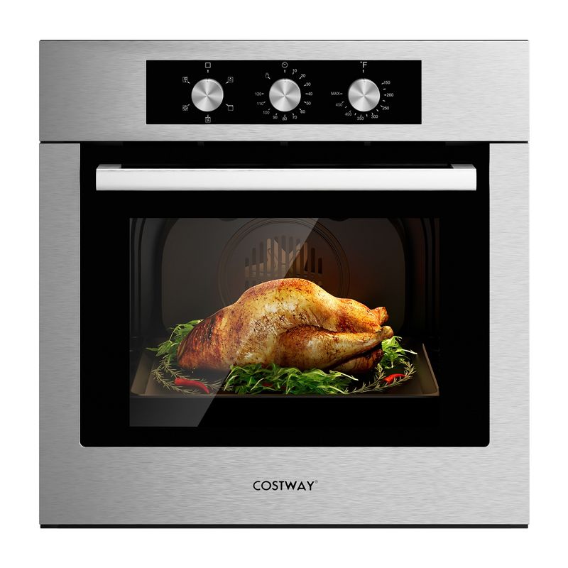 Costway 24'' Single Wall Oven 2.47Cu.ft Built-in Electric Oven 2300W w/ 5 Cooking Modes, 1 of 11
