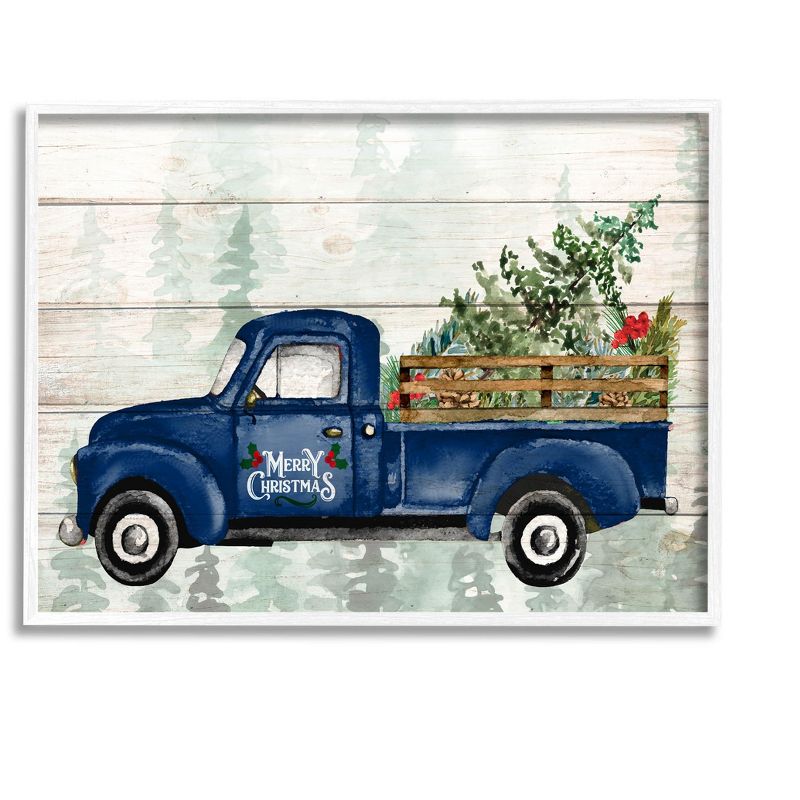 Stupell Industries Merry Christmas Blue Holiday Truck Framed Giclee Art, 1 of 6