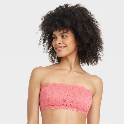 Women's Eyelet Lace Lightly Lined Bandeau Bralette - Auden™