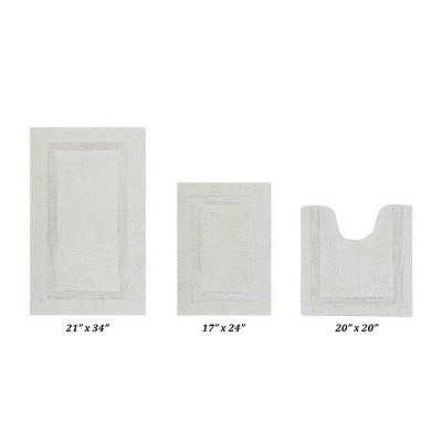 Lux Premium 100% Cotton  Ultra-Soft Tufted Solid Reversible 3 Piece Bath Rug Set, Water-Absorbent, Durable, Machine Washable Bathroom Rug