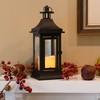 LumaBase Metal Lantern with Battery-Operated Candle - 13" Black - 4 of 4