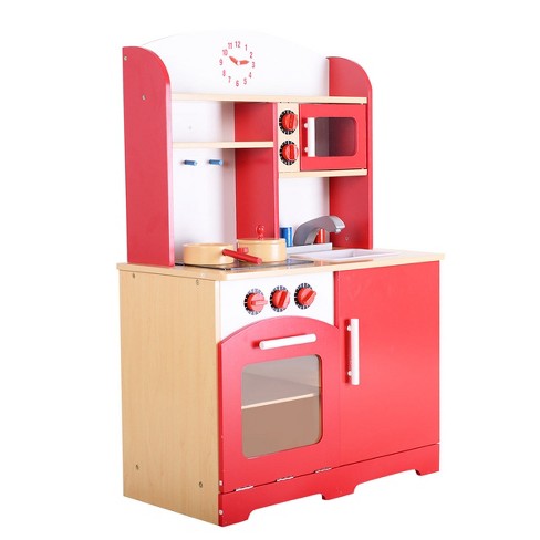 Costway Wooden Kids Pretend Kitchen Playset Cooking Play Toy W/ Utensils &  Sound : Target