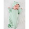 RuffleButts Modal Blend Newborn Knotted Sleep Gown & Hat Set - Sage, Newborn-3m - 4 of 4