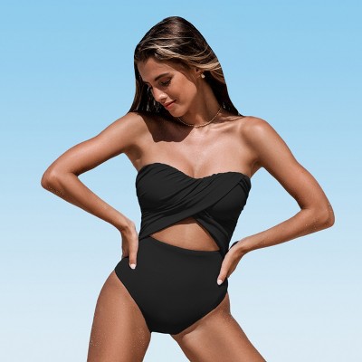 Women's Sweetheart Convertible Straps Cut Out One-Piece Swimsuit - Cupshe