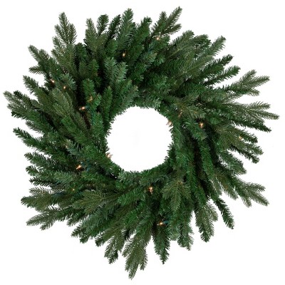 24" Green Pine Artificial Christmas Wreath with Clear Lights