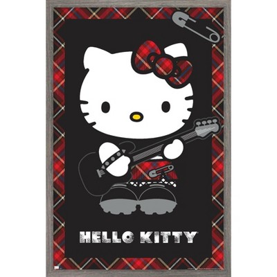 Trends International Hello Kitty and Friends - Kuromi Framed Wall Poster Prints Barnwood Framed Version 14.725 x 22.375