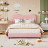 Homhougo Twin Bed Frame for Kids with Velvet Upholstered Headboard, Cute Low Profile Platform Bed for Girls and Boys, No Box Spring Needed, Blue - 3 of 4