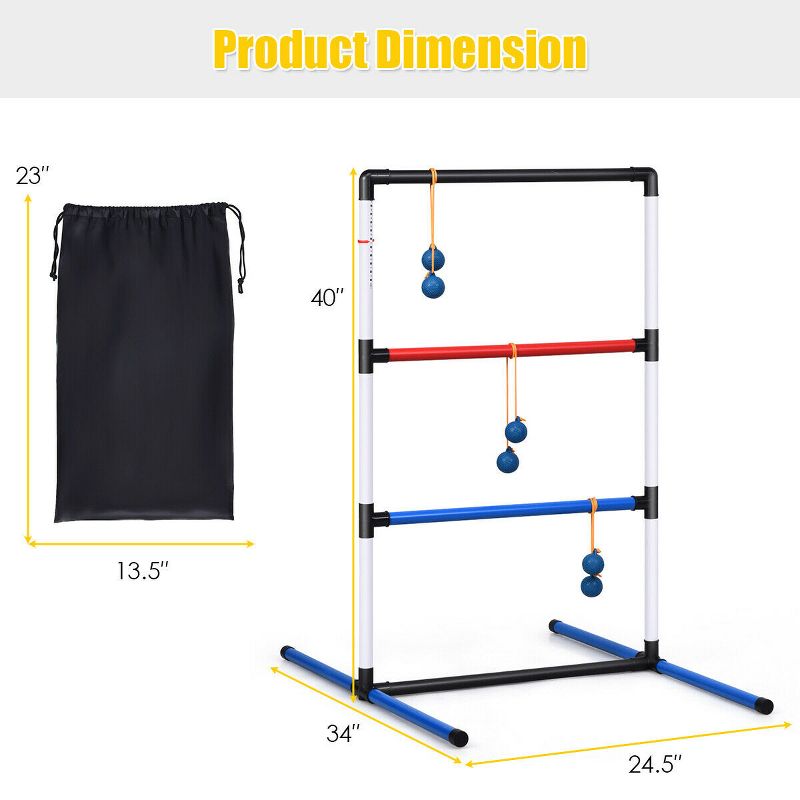 Costway Ladder Ball Toss Game Set Indoor Outdoor W/6 Bolas Score Tracker Carrying Bag, 4 of 11