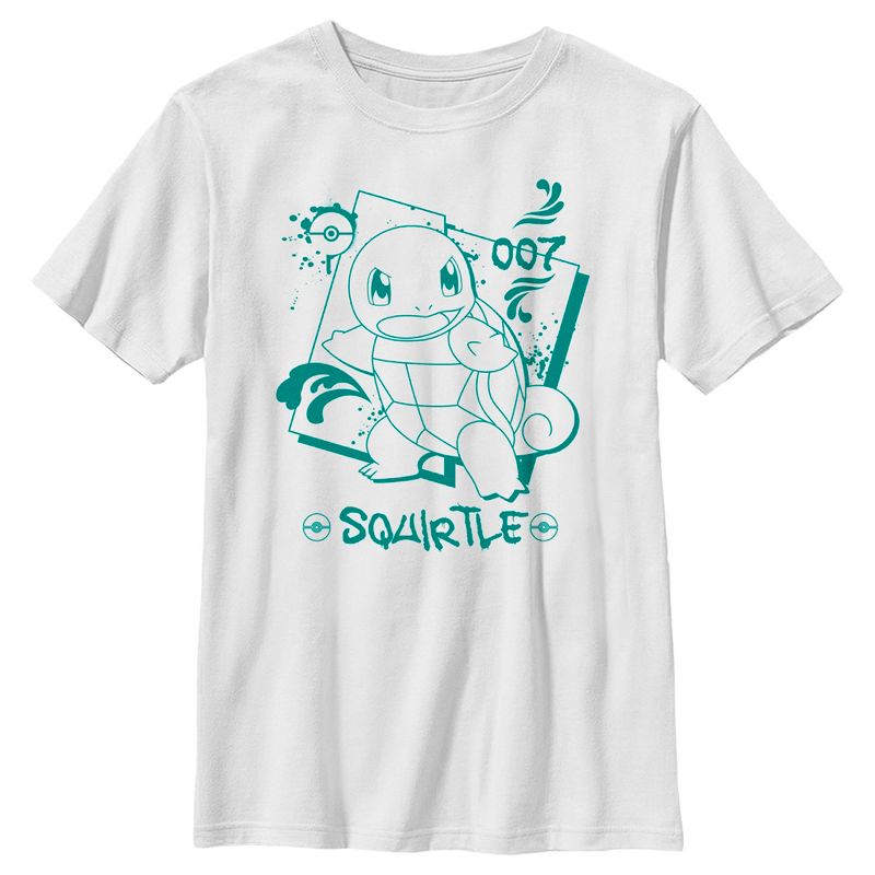 Boy's Pokemon Squirtle Graffiti Outline T-Shirt, 1 of 5