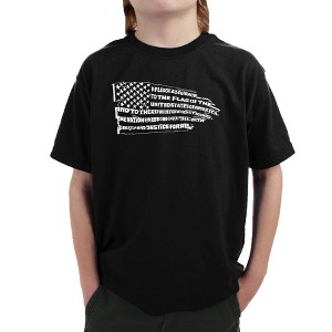 LA Pop Art Boy's Word Art T-shirt - Pledge of Allegiance Flag - 1 of 4