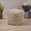 Candice Boho Pouf Ivory - Christopher Knight Home: Tufted, No Assembly, Wool & Cotton - 3 of 4