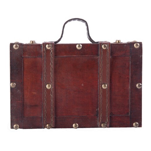 Wnvivi Retro Wooden Suitcase,Treasure Chest Box with Leather Belt