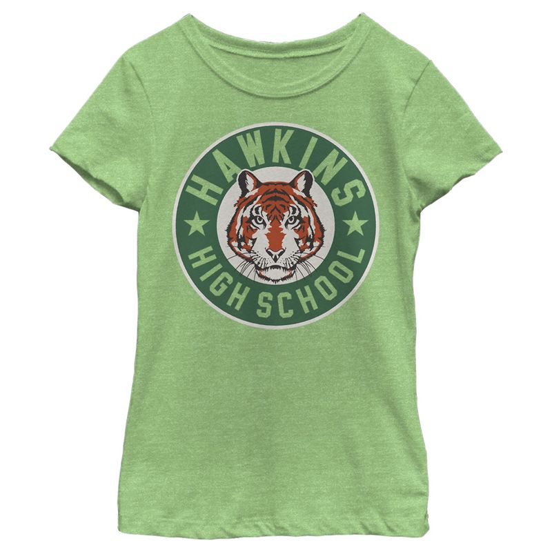 Girl's Stranger Things Hawkins High School Tiger Mascot T-Shirt, 1 of 4