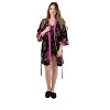 Memoi Women's Velvet Burnout Satin Trim Floral Duster Robe Black L - 2 of 4