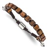 Chisel Stainless Steel Polished with Tiger's Eye Black Macrame Adjustable Bracelet - 2 of 4