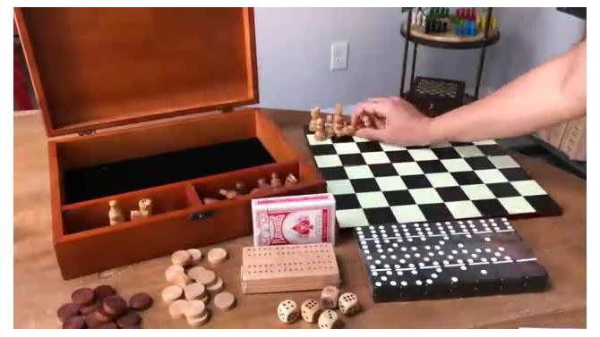 WE Games 7-in-1 Combination Game Set - Chess, Checkers, Backgammon, Cribbage, Dominoes Cards & Dice, 2 of 9, play video