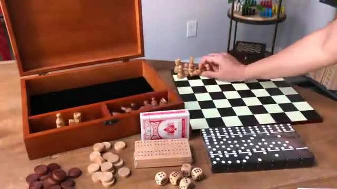 WE Games 7-in-1 Combination Game Set - Chess, Checkers, Backgammon, Cribbage, Dominoes Cards & Dice, 2 of 9, play video