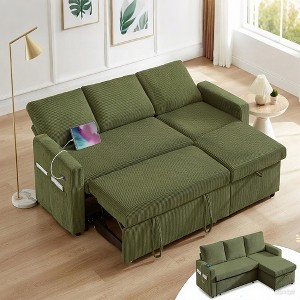 Vipbear 81 in Sectional Sofa Bed with Pull Out Bed,L-Shaped Couch Sleeper Sofa with Reclining Backrest,Reversible Storage Chaise,Tool-Free Assembly - 1 of 4