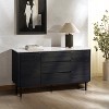 LuxenHome Black Manufactured Wood 58.5-Inch Wide 2-Door 3-Drawer Sideboard Cabinet with Laminated Marble Top - 3 of 4