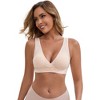 INSPIRE CHIC Women's Front Closure Wireless Postpartum Cotton Breastfeeding Lingerie V-Neck Push Up Ribbed Nursing Bras - 4 of 4