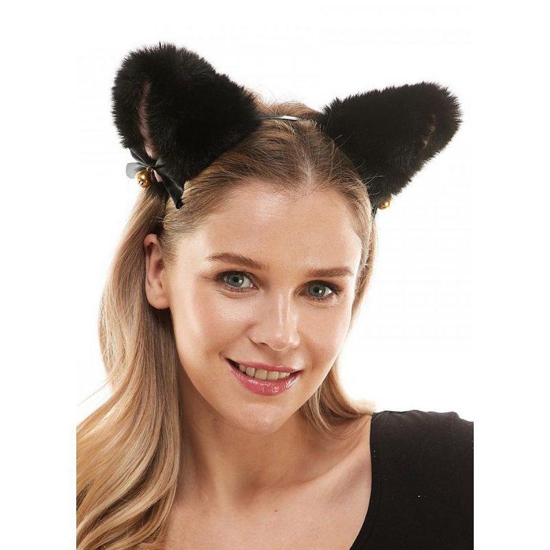 KBW Black Cat Ears Headband, 1 of 2