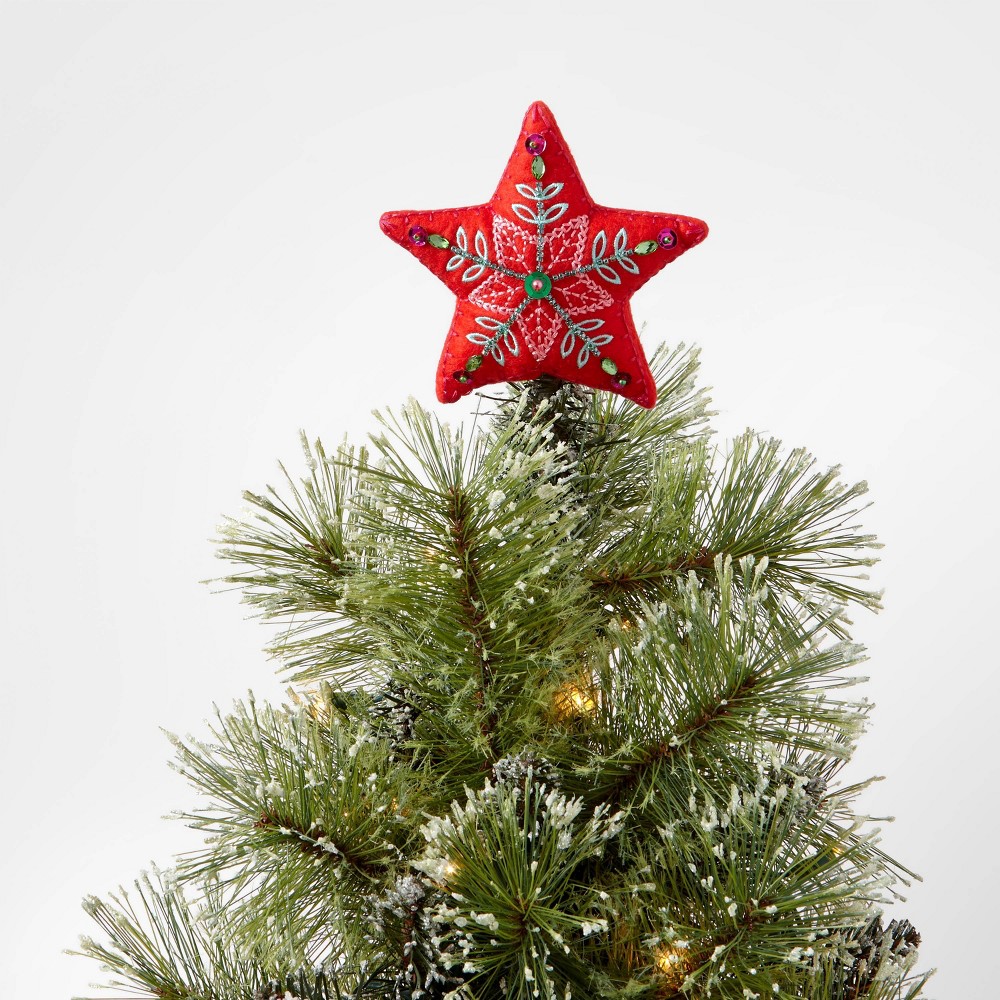 Fabric Star Tree Topper Red - Wondershop