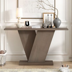PAGED Minimalist Natural Wood Console Table with V-Base, Entryway Table for Living Room, Sofa Table for Entryway, Couch Table Behind Sofa - 1 of 4
